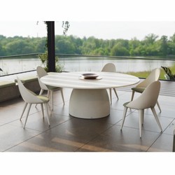 Casa Padrino mesa de comedor de jardín de lujo blanco mate Ø 200 cm - Muebles de jardín de lujo