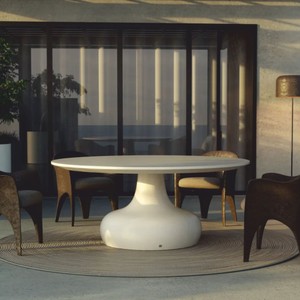 Casa Padrino mesa de comedor de jardín de lujo blanco mate Ø 180 cm - Muebles de jardín de lujo Casa Padrino mesa de comedor de jardín de lujo blanco mate Ø 180 cm - Muebles de jardín de lujo