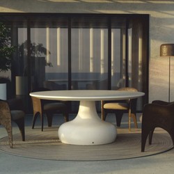 Casa Padrino mesa de comedor de jardín de lujo blanco mate Ø 180 cm - Muebles de jardín de lujo