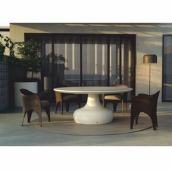 Casa Padrino mesa de comedor de jardín de lujo blanco mate Ø 180 cm - Muebles de jardín de lujo