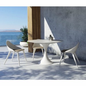 Casa Padrino mesa de comedor de jardín de lujo blanco mate Ø 120 cm - Muebles de jardín de lujo Casa Padrino mesa de comedor de jardín de lujo blanco mate Ø 120 cm - Muebles de jardín de lujo