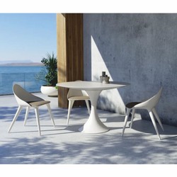 Casa Padrino mesa de comedor de jardín de lujo blanco mate Ø 120 cm - Muebles de jardín de lujo Casa Padrino mesa de comedor de jardín de lujo blanco mate Ø 120 cm - Muebles de jardín de lujo