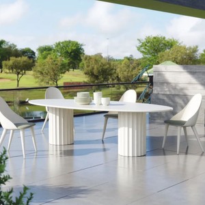 Casa Padrino mesa de comedor de jardín de lujo blanco mate 300 cm - Muebles de jardín de lujo Casa Padrino mesa de comedor de jardín de lujo blanco mate 300 cm - Muebles de jardín de lujo