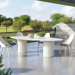 Casa Padrino Luxury Garden Dining Table Matte White 300 cm - Luxury Garden Furniture