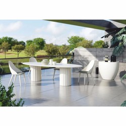 Casa Padrino Luxury Garden Dining Table Matte White 300 cm - Luxury Garden Furniture