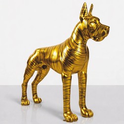 XXL Garten Deko Skulptur Deutsche Dogge Gold Schwarz XXL Garten Deko Skulptur Deutsche Dogge Gold Schwarz