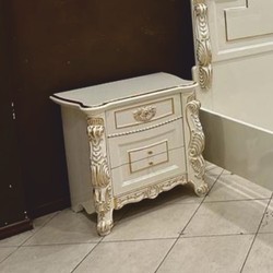 Luxus Barock Nachtkommode Nachttisch Weiß Gold