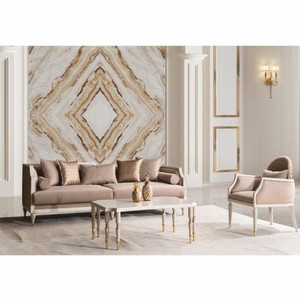 Casa Padrino Luxus Barock Couchtisch Creme / Gold 110 cm - Barock Wohnzimmer Möbel