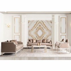 Casa Padrino tavolo da salotto barocco di lusso crema / oro 110 cm - Mobili da soggiorno barocco