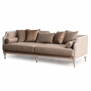 Prunkvolles Luxus Barock Wohnzimmer Sofa Braun Creme Gold
