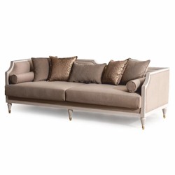 Prunkvolles Luxus Barock Wohnzimmer Sofa Braun Creme Gold