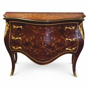 Casa Padrino Barock Kommode mit 3 Schubladen Braun Intarsien Gold 125 x 55 x 86 cm
