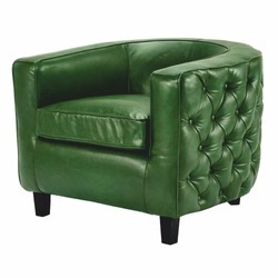 Casa Padrino luxury Chesterfield genuine leather armchair green / black - Leather furniture