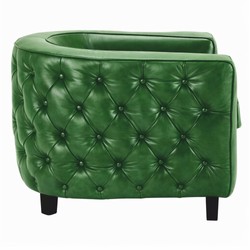 Casa Padrino luxury Chesterfield genuine leather armchair green / black - Leather furniture