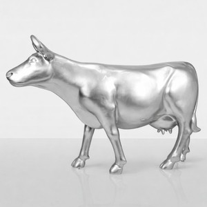 Casa Padrino XXL Decorative Cow Sculpture Silver 225 cm - Life Size Garden Figure