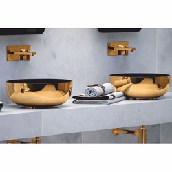 Runde Luxus Keramik Waschbecken Schale Schwarz Gold