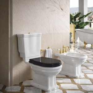 Casa Padrino Luxus Jugendstil WC Weiß / Schwarz H. 84 cm - Made in Italy
