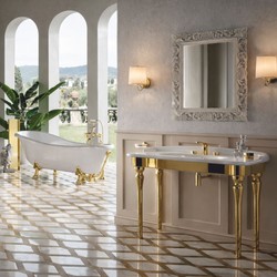 Casa Padrino Vasca da Bagno Art Nouveau di Lusso Bianco / Oro 170 cm - Fatto in Italia Casa Padrino Vasca da Bagno Art Nouveau di Lusso Bianco / Oro 170 cm - Fatto in Italia