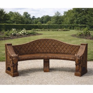Casa Padrino Barock Beton Gartenbank Braun 196 cm - Barock Garten & Terrassen Möbel