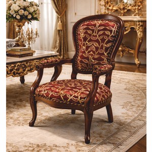 Casa Padrino Luxus Barock Sessel Bordeauxrot / Gold / Braun - Made in Italy