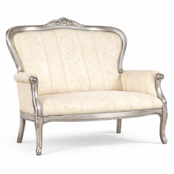 Casa Padrino Divano Barocco di Lusso Crema / Argento 130 cm - Mobili Barocchi - Fatto in Italia Casa Padrino Divano Barocco di Lusso Crema / Argento 130 cm - Mobili Barocchi - Fatto in Italia