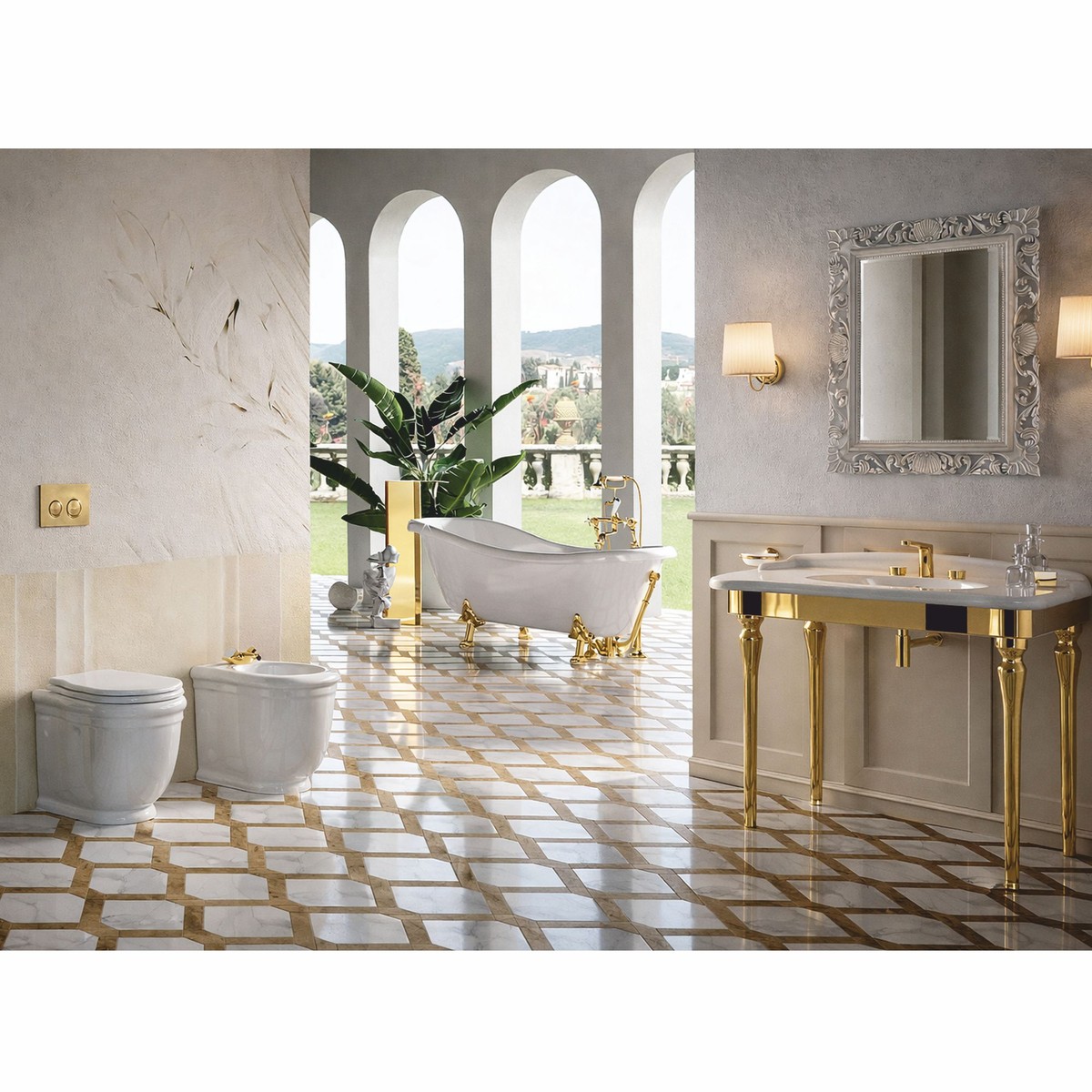 Casa Padrino lavabo Art Nouveau de lujo blanco / oro - Muebles de baño - Hecho en Italia Casa Padrino lavabo Art Nouveau de lujo blanco / oro - Muebles de baño - Hecho en Italia