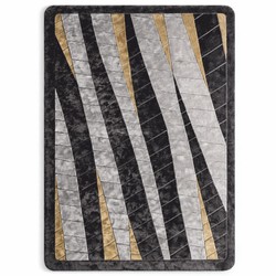 Rechteckiger Luxus Teppich Wollteppich Störche Grau Beige Rechteckiger Luxus Teppich Wollteppich Störche Grau Beige