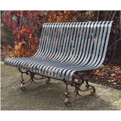 Casa Padrino Art Nouveau Wrought Iron Garden Bench Silver / Rust 120 cm - Garden Furniture