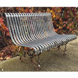 Casa Padrino Art Nouveau Wrought Iron Garden Bench Silver / Rust 120 cm - Garden Furniture