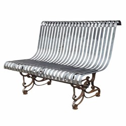 Casa Padrino Art Nouveau Wrought Iron Garden Bench Silver / Rust 120 cm - Garden Furniture