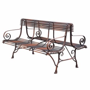 Casa Padrino Art Nouveau Wrought Iron Garden Bench Brown 150 cm - Double Sided Bench