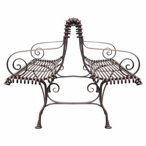 Casa Padrino Jugendstil Schmiedeeisen Gartenbank Braun 150 cm - Doppelseitige Sitzbank