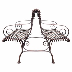 Casa Padrino banco de jardín Art Nouveau de hierro forjado marrón 150 cm - Banco de doble cara