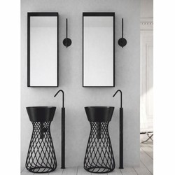 Casa Padrino lavabo di lusso in ceramica con supporto in metallo nero A. 85 cm - Fatto in Italia Casa Padrino lavabo di lusso in ceramica con supporto in metallo nero A. 85 cm - Fatto in Italia