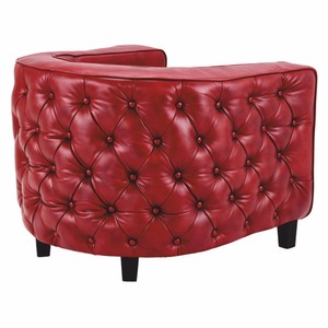 Casa Padrino Luxus Chesterfield Echtleder Sessel Rot / Schwarz - Leder Möbel