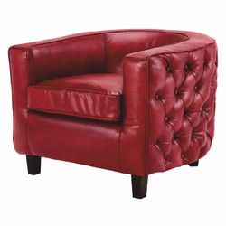Casa Padrino fauteuil Chesterfield de luxe en cuir véritable rouge / noir - Meubles en cuir Casa Padrino fauteuil Chesterfield de luxe en cuir véritable rouge / noir - Meubles en cuir