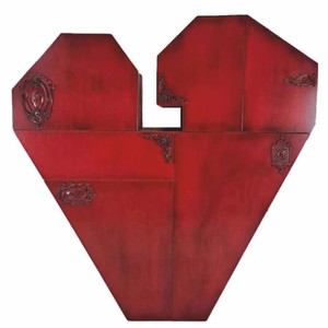 Luxus Barock Schrank in Herzform Rot Bunt