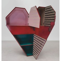 Luxus Barock Schrank in Herzform Rot Bunt