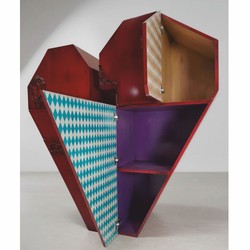 Luxus Barock Schrank in Herzform Rot Bunt
