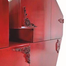 Luxus Barock Schrank in Herzform Rot Bunt