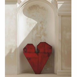 Luxus Barock Schrank in Herzform Rot Bunt