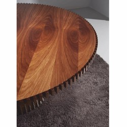Runder Luxus Massivholz Esstisch Braun Bunt