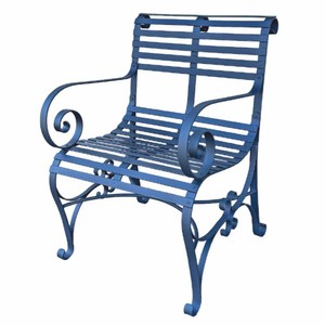 Casa Padrino sedia da giardino in ferro battuto Art Nouveau con braccioli blu - Mobili da giardino