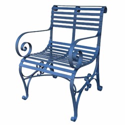 Casa Padrino sedia da giardino in ferro battuto Art Nouveau con braccioli blu - Mobili da giardino