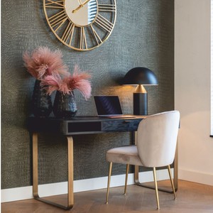 Casa Padrino Luxus Schreibtisch mit Schublade Antik Schwarz / Messing 140 cm - Büro Möbel
