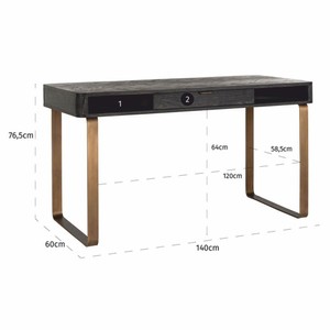 Casa Padrino Luxus Schreibtisch mit Schublade Antik Schwarz / Messing 140 cm - Büro Möbel