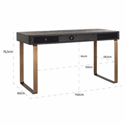 Casa Padrino bureau de luxe avec tiroir noir antique / laiton 140 cm - Meubles de bureau