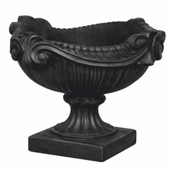 Casa Padrino Baroque Flower Pot Black Ø 46 x H. 33 cm - Baroque Garden Decor