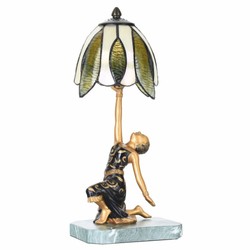 Casa Padrino Lámpara de Mesa Art Deco Tiffany Dama Oro / Negro / Verde Al. 38 cm