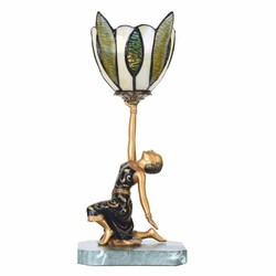 Casa Padrino Lámpara de Mesa Art Deco Tiffany Dama Oro / Negro / Verde Al. 38 cm